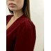 Bordowa elegancka sukienka midi kopertowa góra