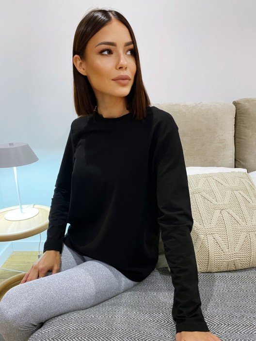 Bluzka damska longsleeve  bawełniana czarna by Belotta